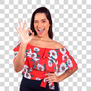 Mulher Fazendo Sinal de OK PNG Transparente Sem Fundo