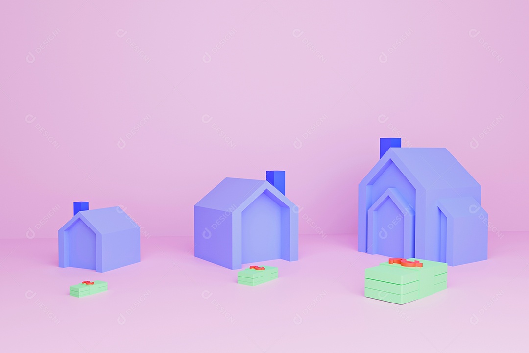 Casas pequenas, casas médias, casas grandes, a quantidade de dinheiro