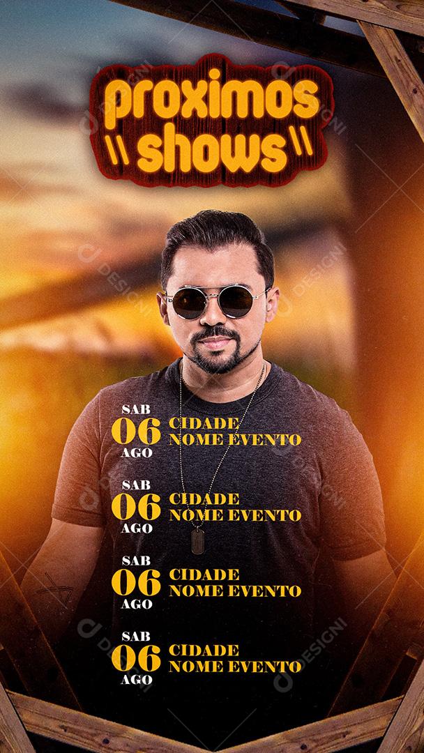 Flyer Story Próximos Shows Xandy Avião Social Media PSD Editável