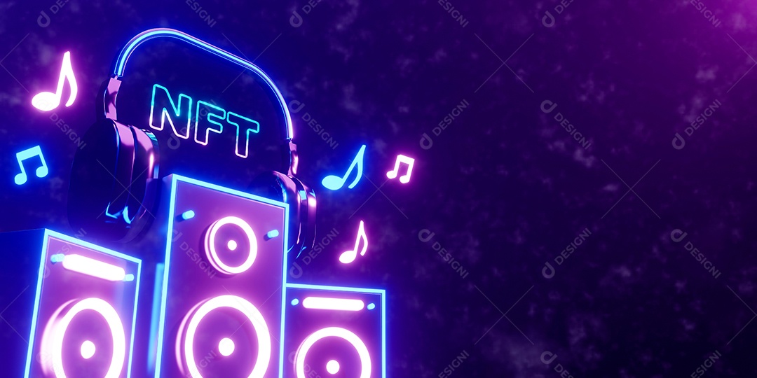 Renderização 3D Caixas de musicas neon