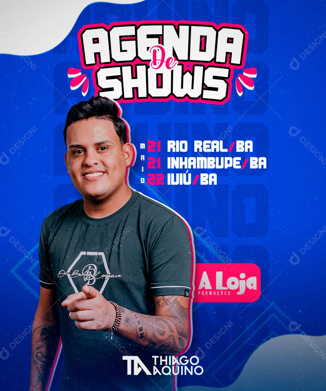 Social Media Flyer Agenda de Shows Thiago Aquino PSD Editável