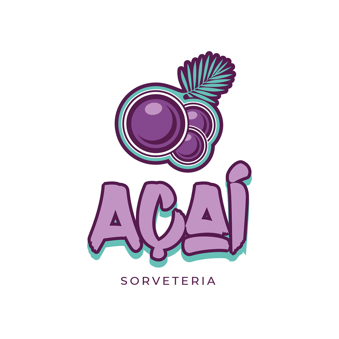 Logo Açaí Sorveteria Vetor AI Editável
