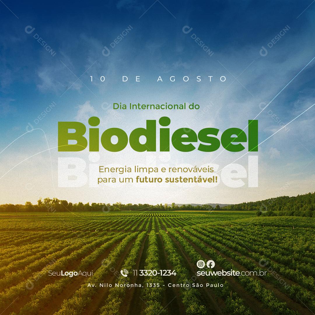 Energia limpa e renováveis Dia Internacional do Biodiesel Social Media PSD Editável
