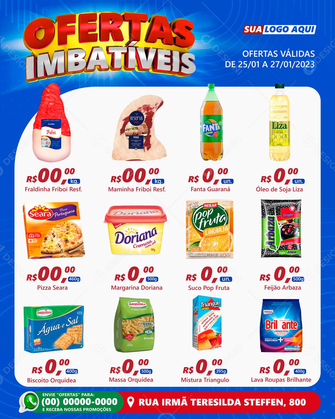 Encarte Ofertas Imbatíveis Produtos Com Desconto Social Media PSD Editável