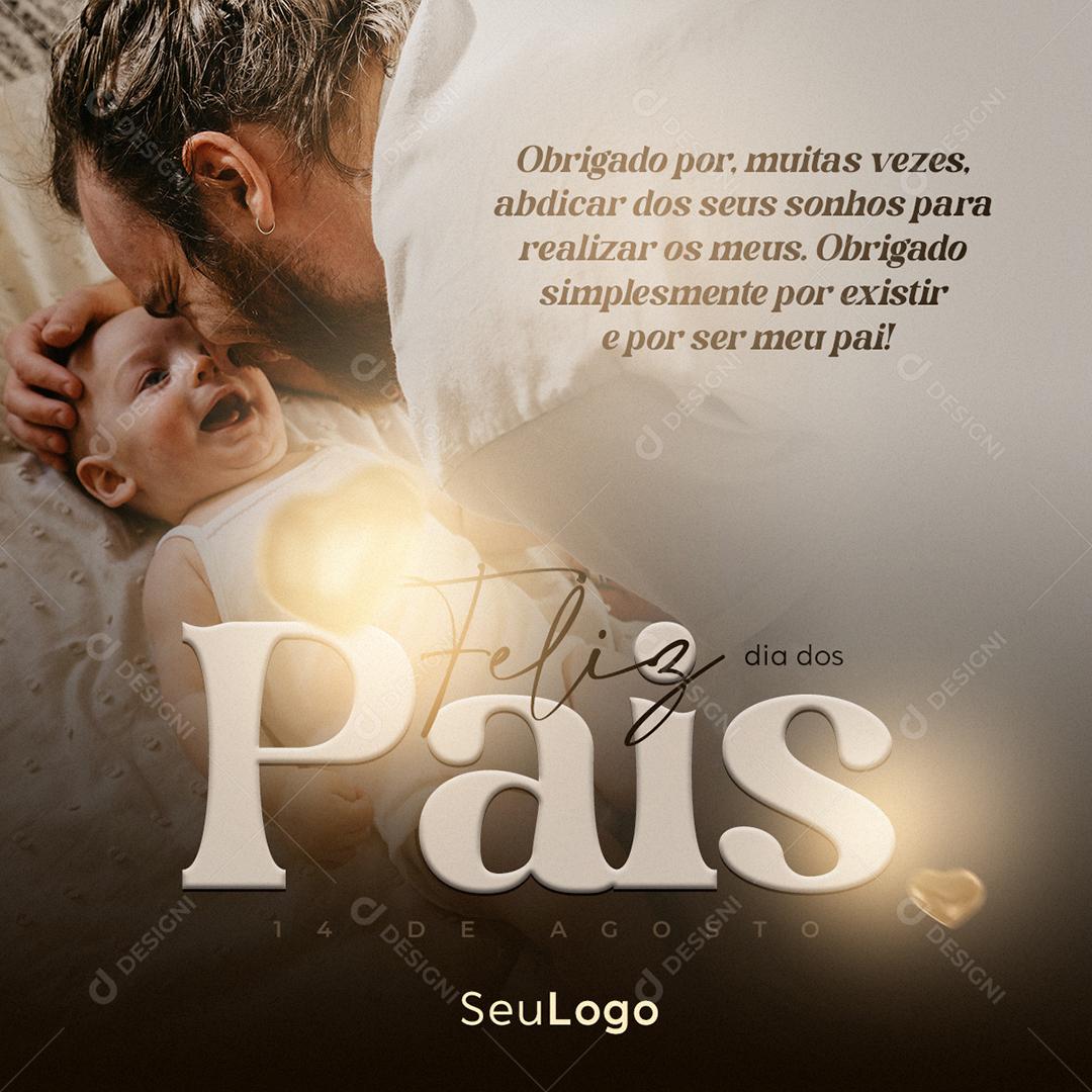 Social Media Obrigado simplesmente por existir Feliz Dia dos Pais 14 de agosto PSD Editável