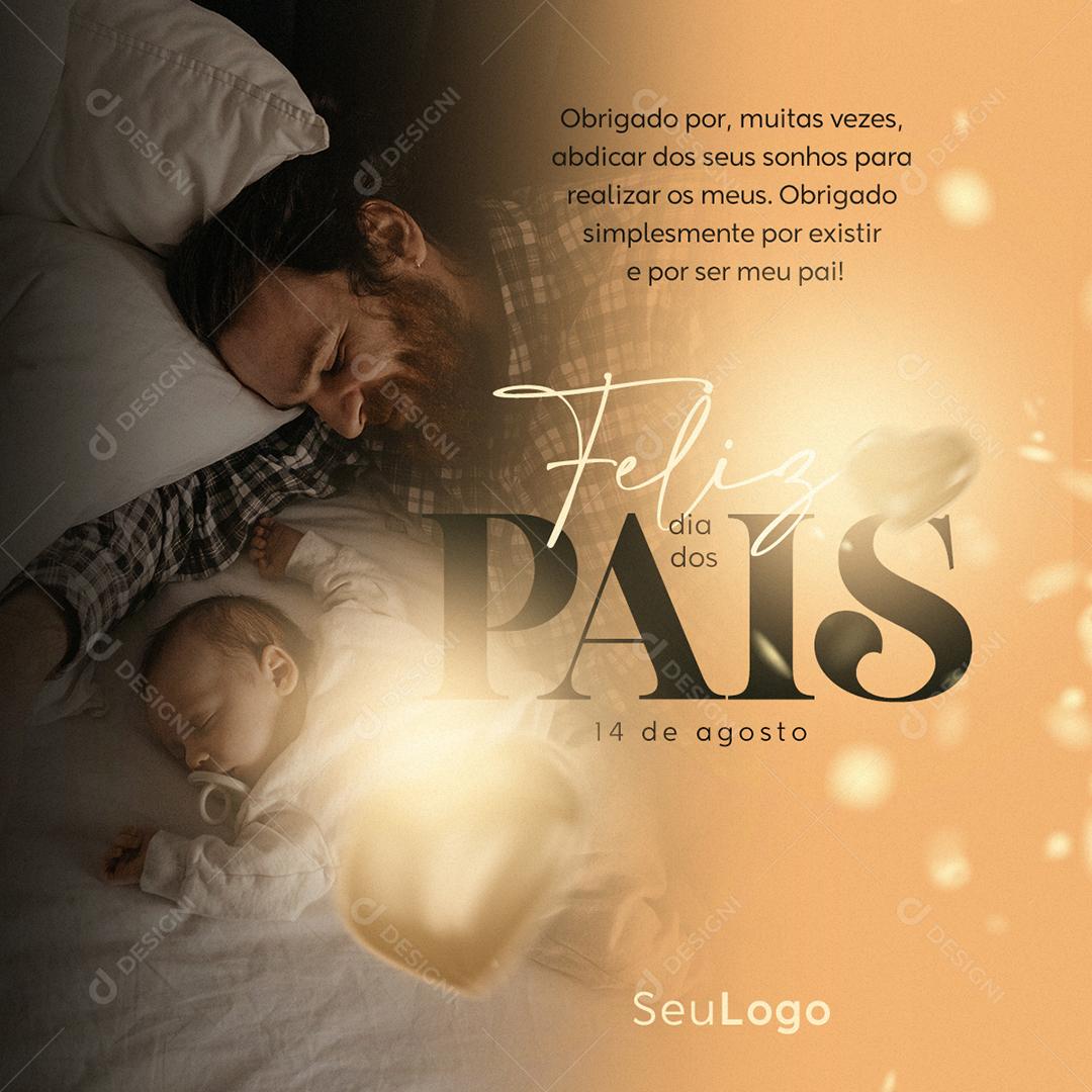 Obrigado simplesmente por existir Feliz Dia dos Pais 14 de agosto Social Media PSD Editável