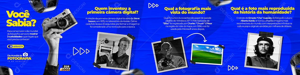 Carrossel Dia Mundial Da Fotografia 19 De Agosto Social Media PSD Editável