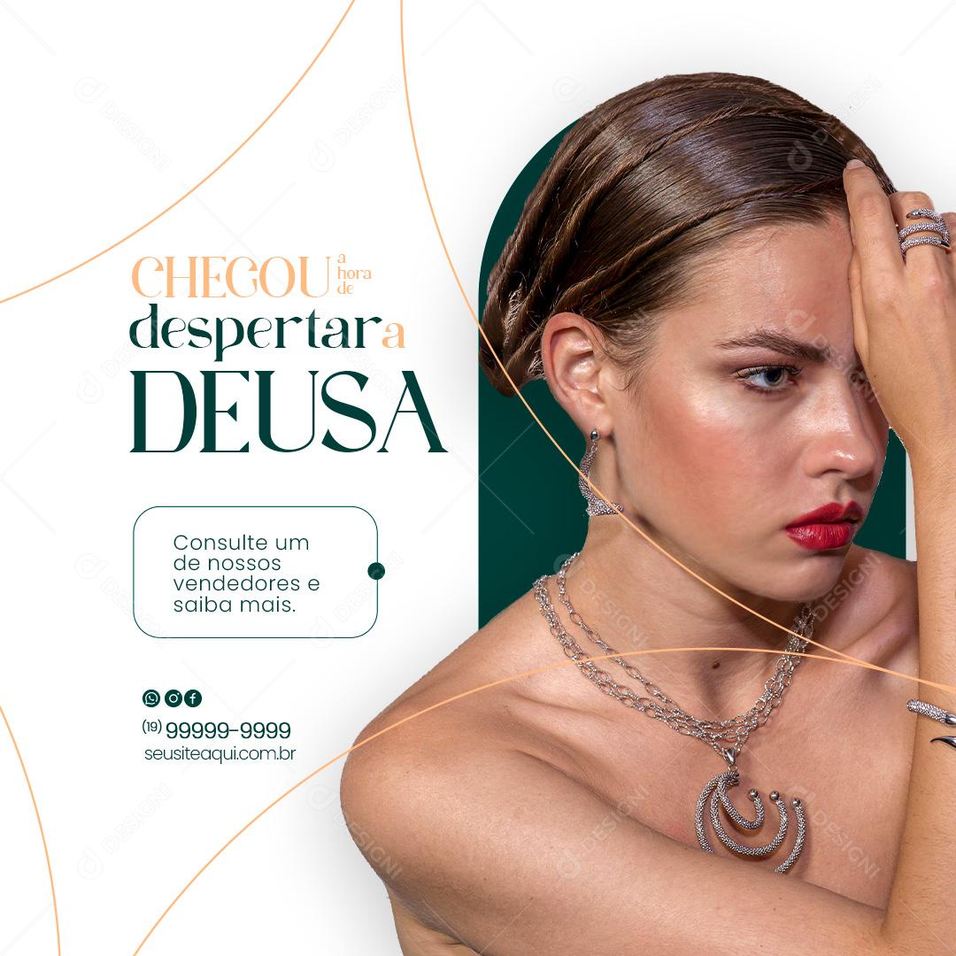 Post Semijoias Jóias Consulte Um de Nosso Vendedores Social Media PSD Editável
