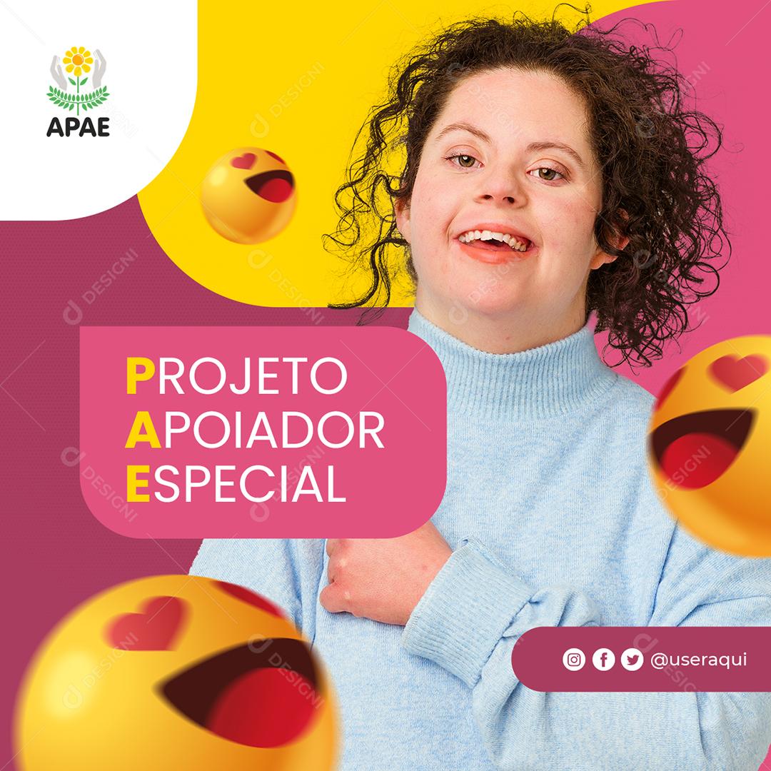 Projeto apoiador Especial Apae Social Media PSD Editável