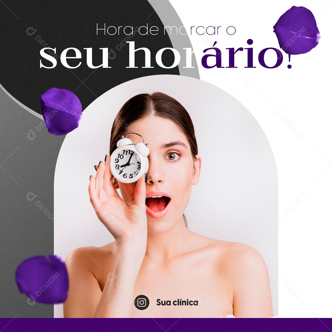 Hora De Marcar O Seu Horário Social Media PSD Editável