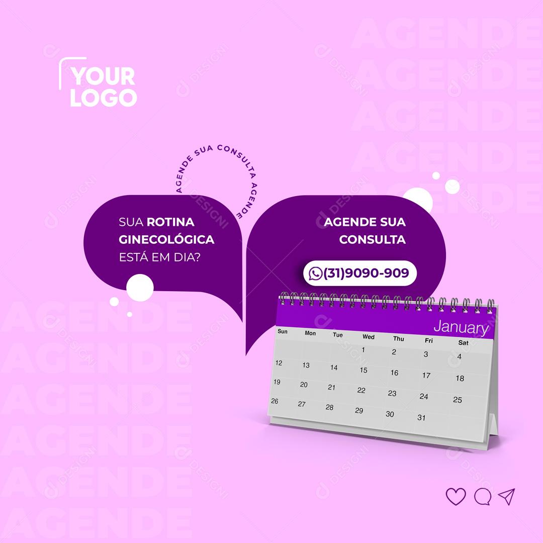 Sua Rotina Ginecológica Está Em Dia Agende a Sua Consulta Social Media PSD Editável