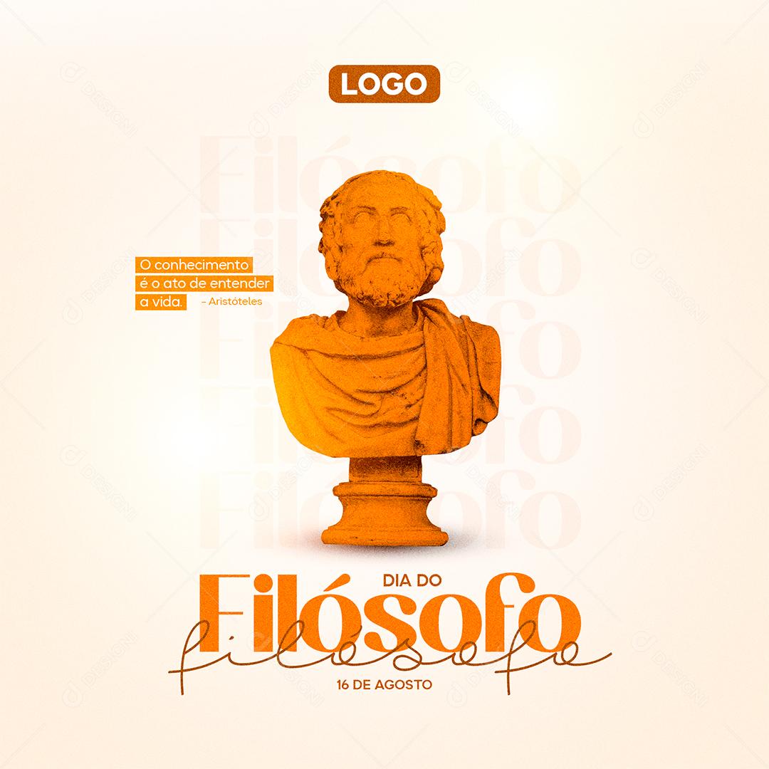 O Conhecimento é o ato de entender a Vida Dia do Filósofo Social Media PSD Editável