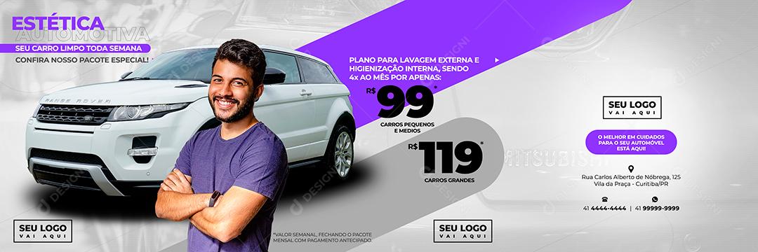 Carrossel Estética Automotiva Venha Conhecer Nossos Serviços Social Media PSD Editável