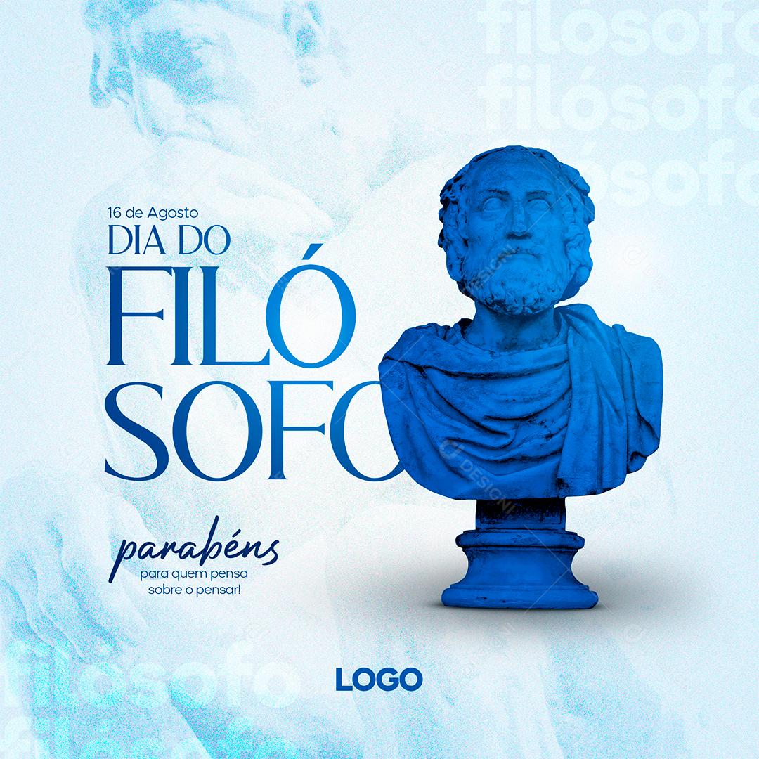 Parabéns para quem pensa sobre o pensar Dia do Filósofo Social Media PSD Editável