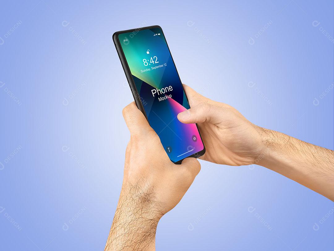 Mão Segurando Celular Mockup PSD