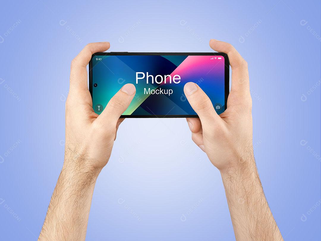 Mão Segurando Celular Mockup PSD