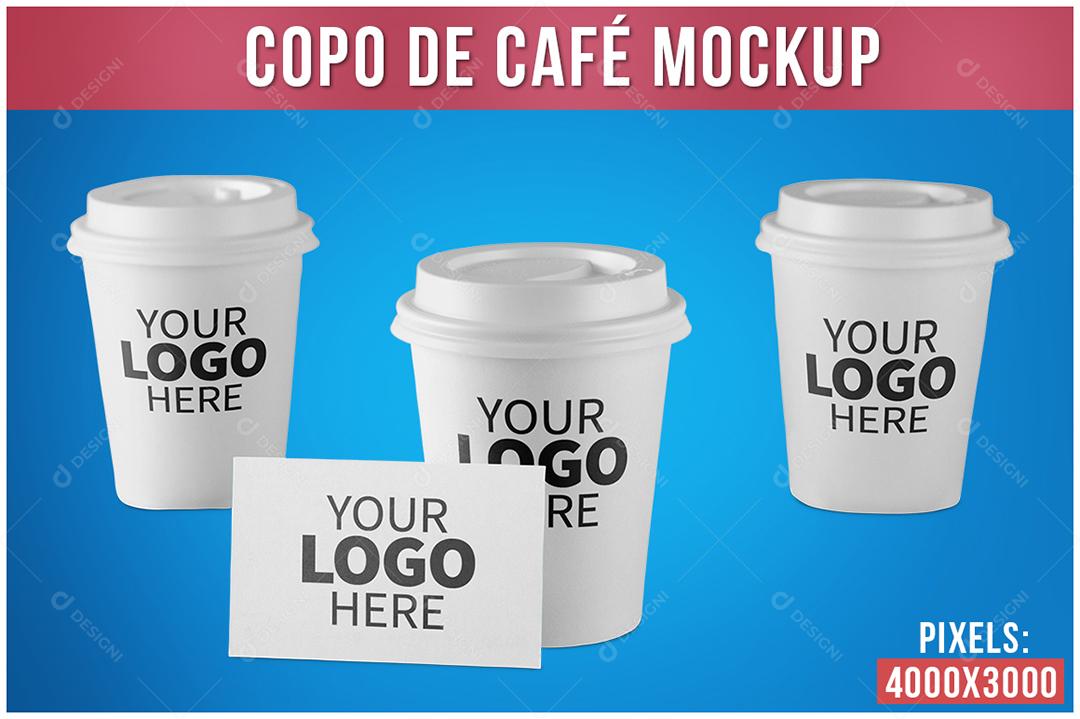 Copos Café Mockup Cartão Visita PSD