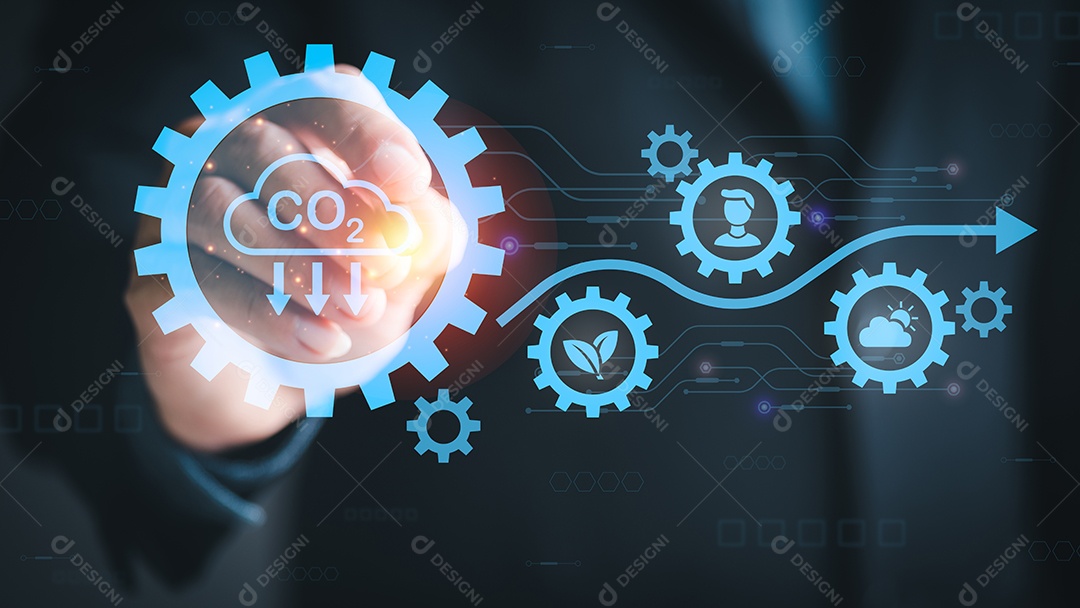 Conceito ajudando a reduzir as emissões de CO2 para todos