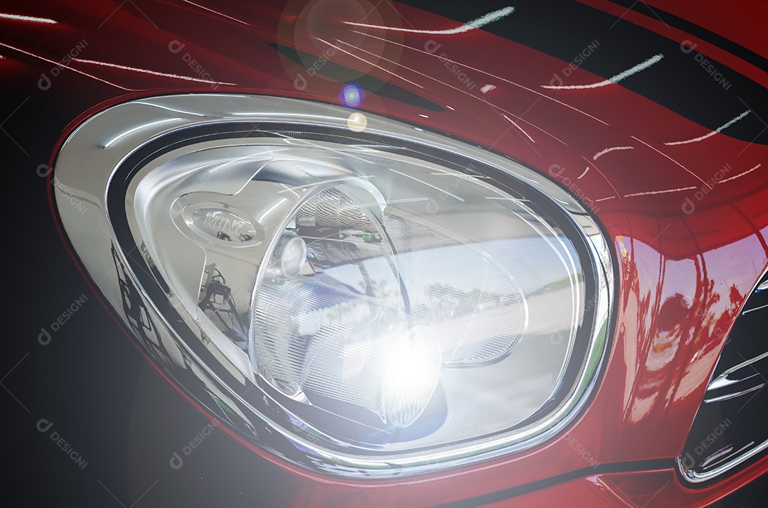 Detalhes exteriores do carro moderno Farol de um carro desportivo moderno