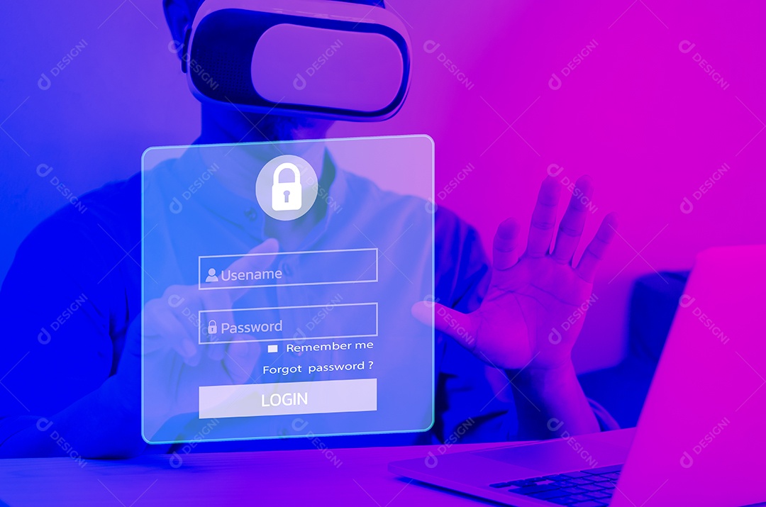 Homem usando computador portátil toques de senha de login moderno
