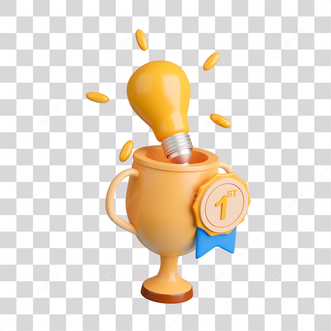 Ícone Troféu Elemento 3D PNG Transparente