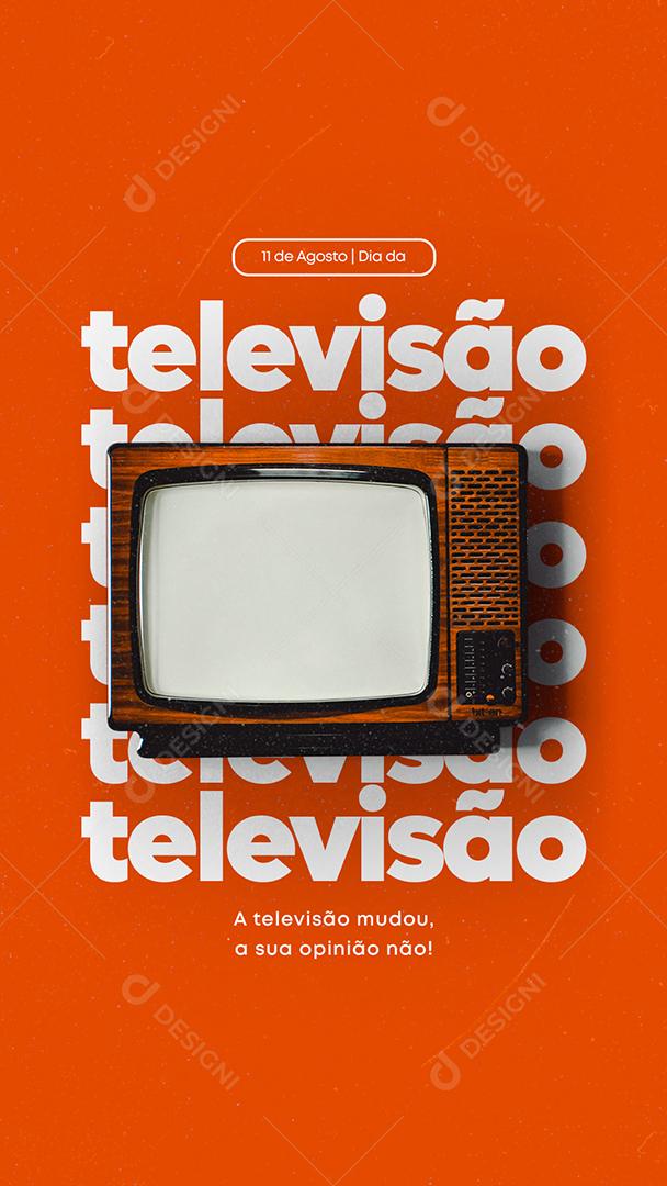 Story A televisão mudou a sua opinião não 11 de agosto Dia da Televisão Social Media PSD Editável