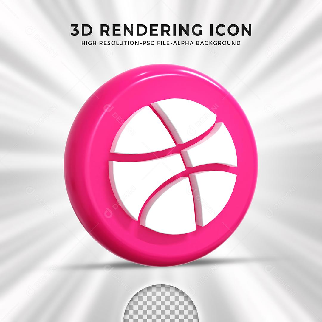 Ícone 3D Dribbble Elemento Para Composição PSD