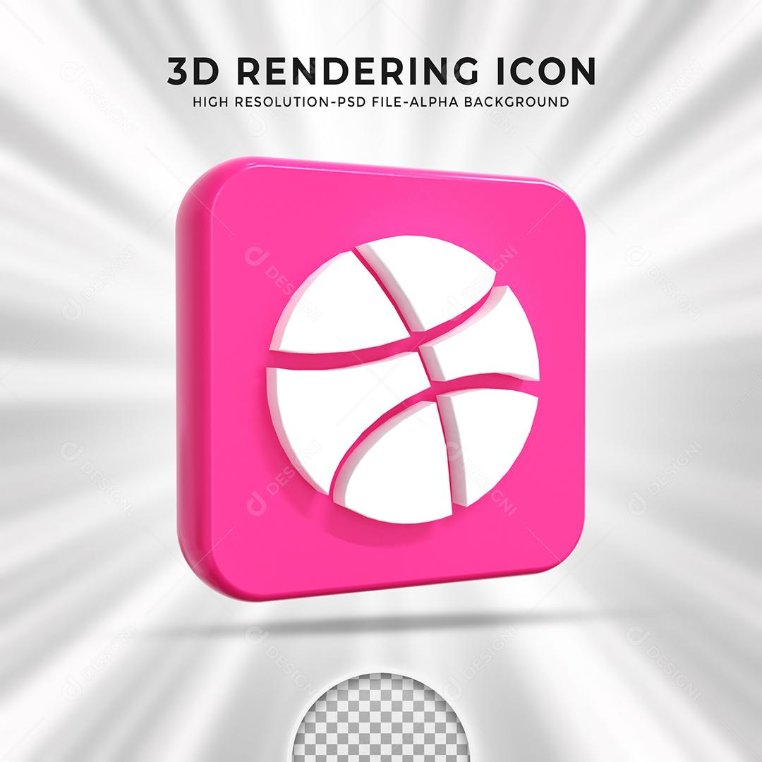 Elemento 3D Dribbble Para Composição PSD