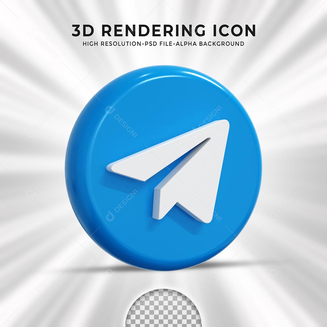 Ícone 3D Telegram Para Composição PSD