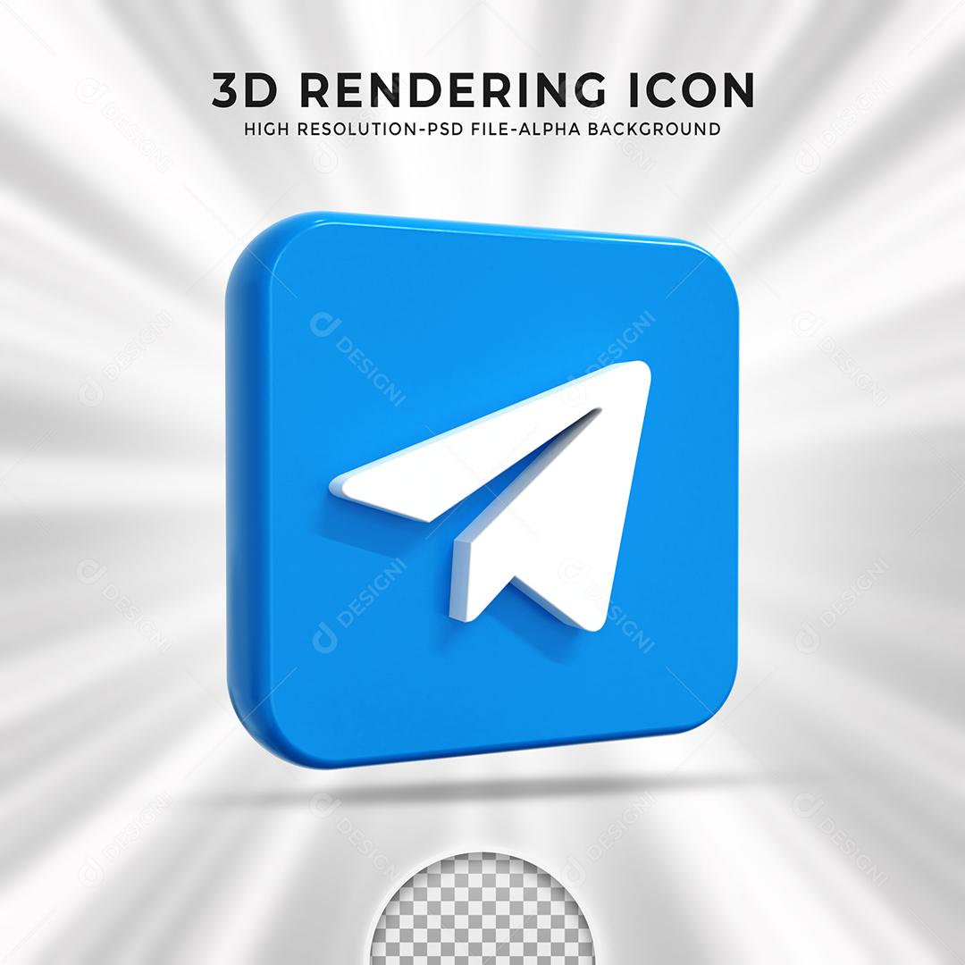 Elemento 3D Telegram Para Composição PSD