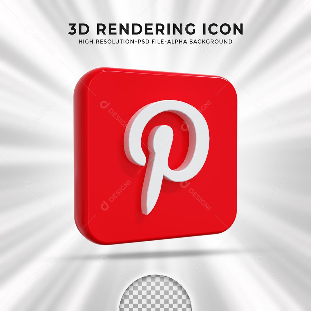 Elemento 3D Pinterest Para Composição PSD