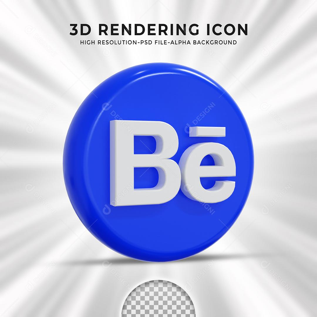 Ícone 3D Behance Para Composição PSD