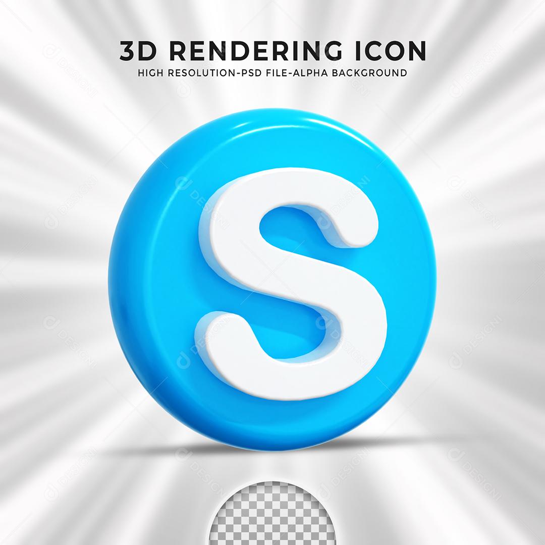 Ícone 3D Skype Para Composição PSD