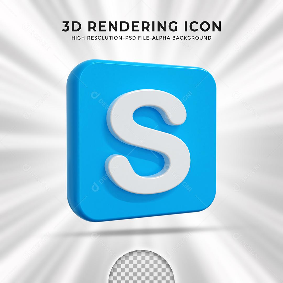 Elemento 3D Skype Para Composição PSD