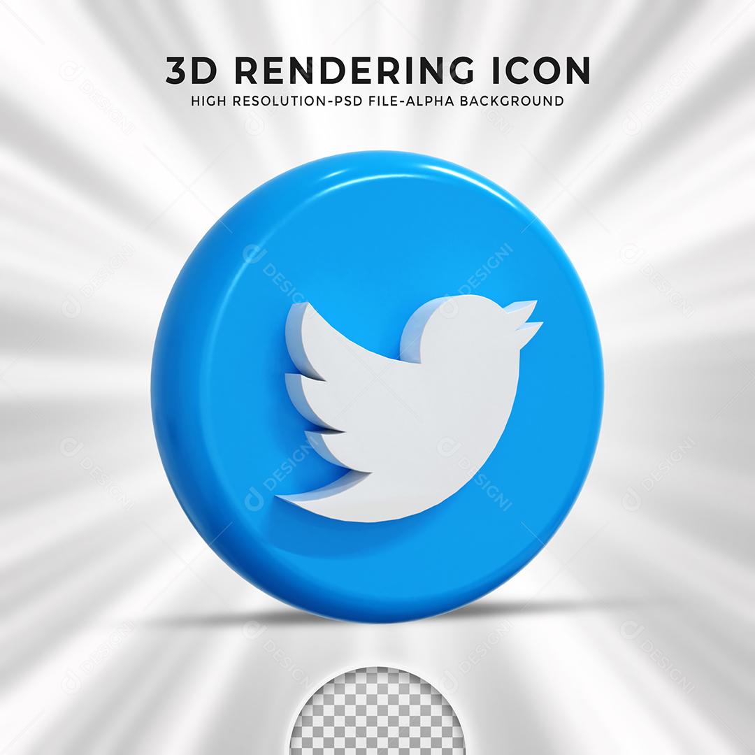 Ícone 3D Twitter Para Composição PSD