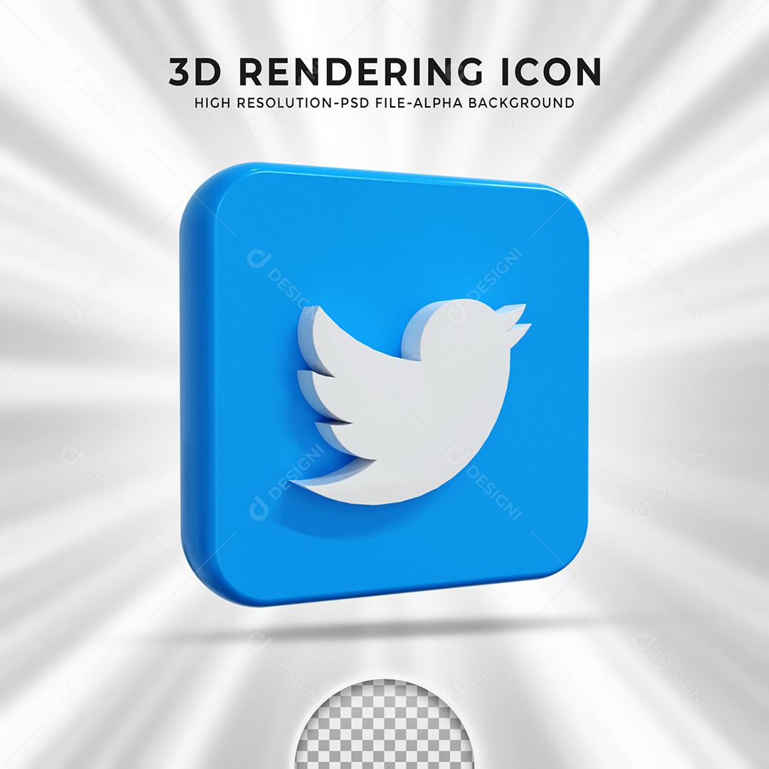 Elemento 3D Twitter Para Composição PSD