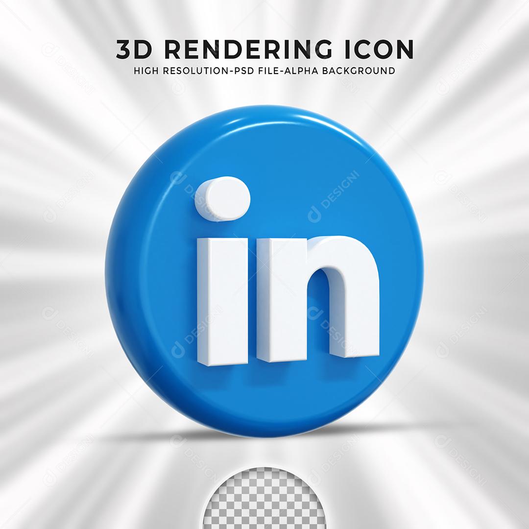 Ícone 3D Linkedin Para Composição PSD