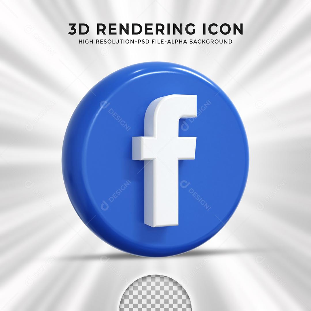 Ícone 3D Facebook Para Composição PSD