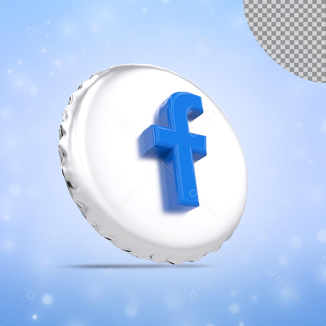 Tampa de garrafa com ícone do Facebook Elemento 3D para composição PSD