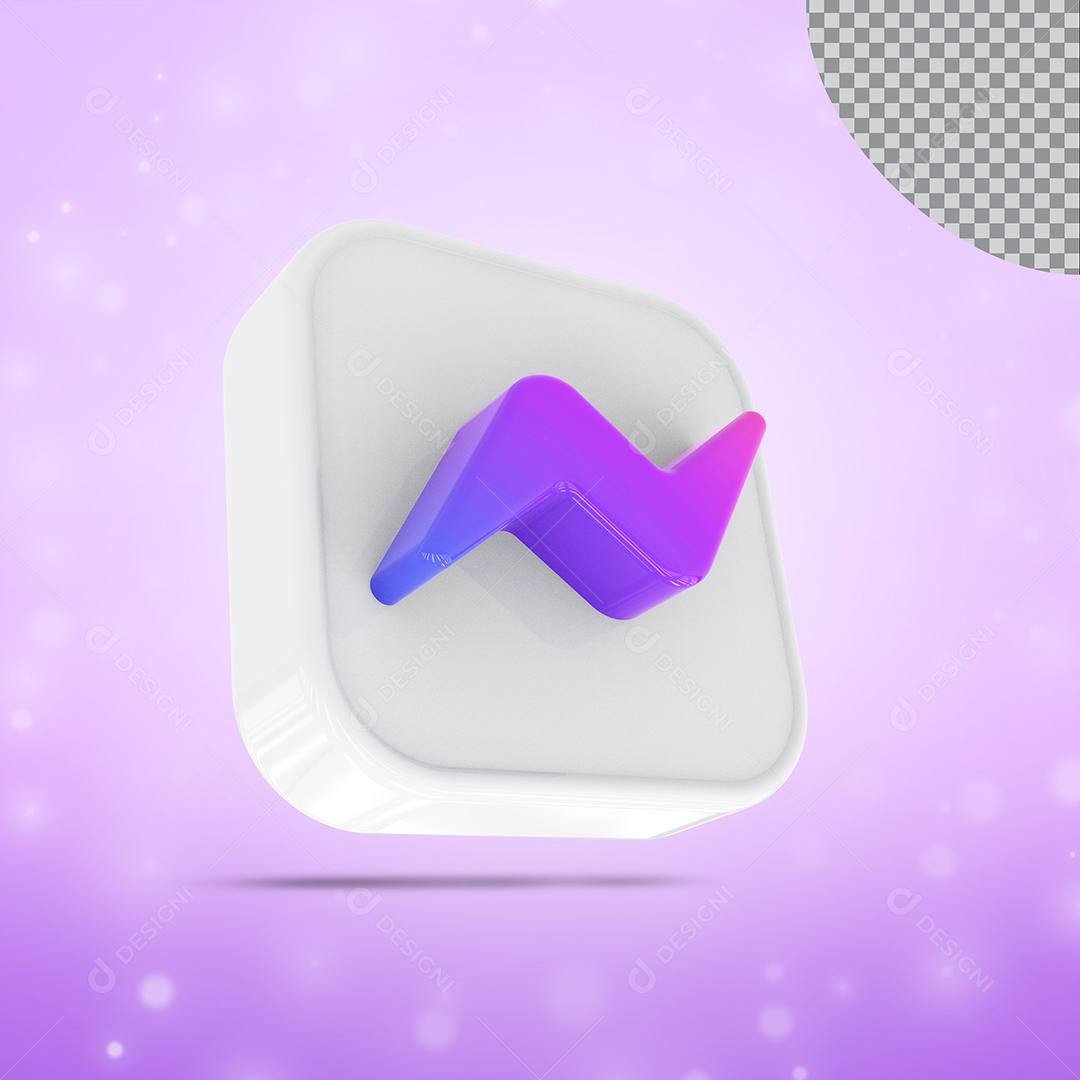 Messenger Elemento 3D branco e roxo Para Composição PSD