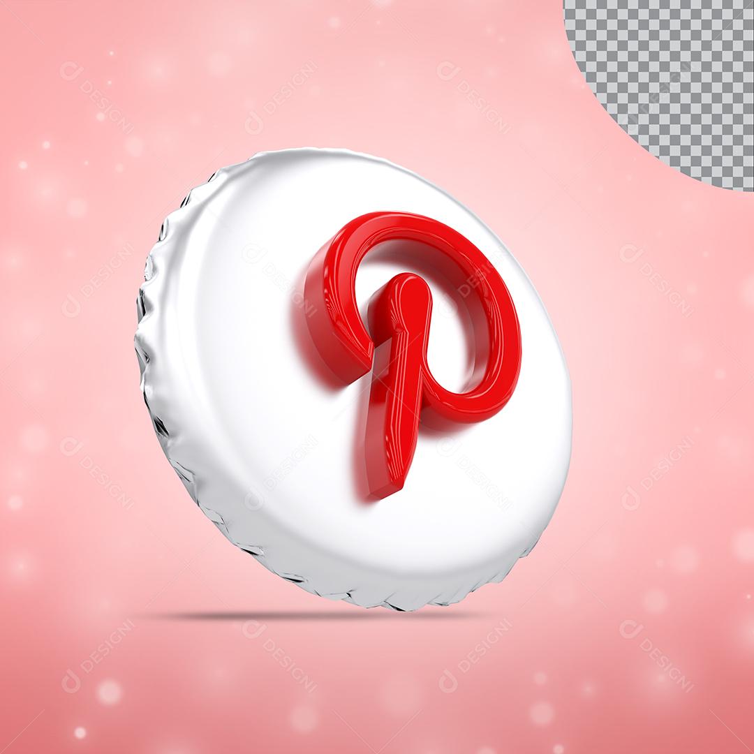 Tampa de garrafa com ícone do Pinterest Elemento 3D para composição PSD