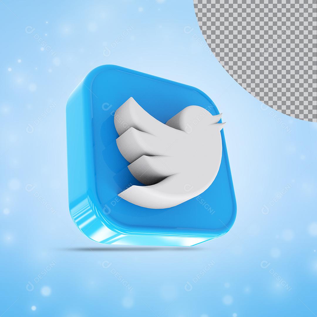 Twitter Elemento 3D Para Composição PSD