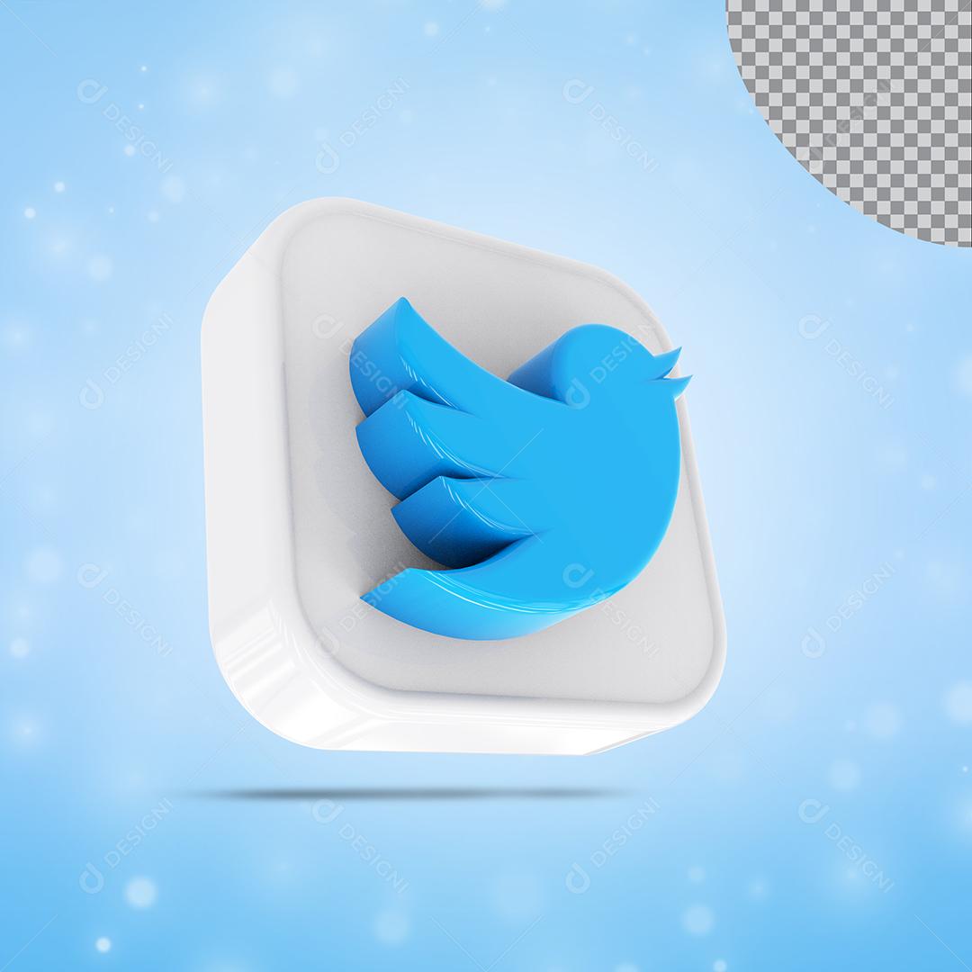 Elemento 3D Twitter Para Composição PSD