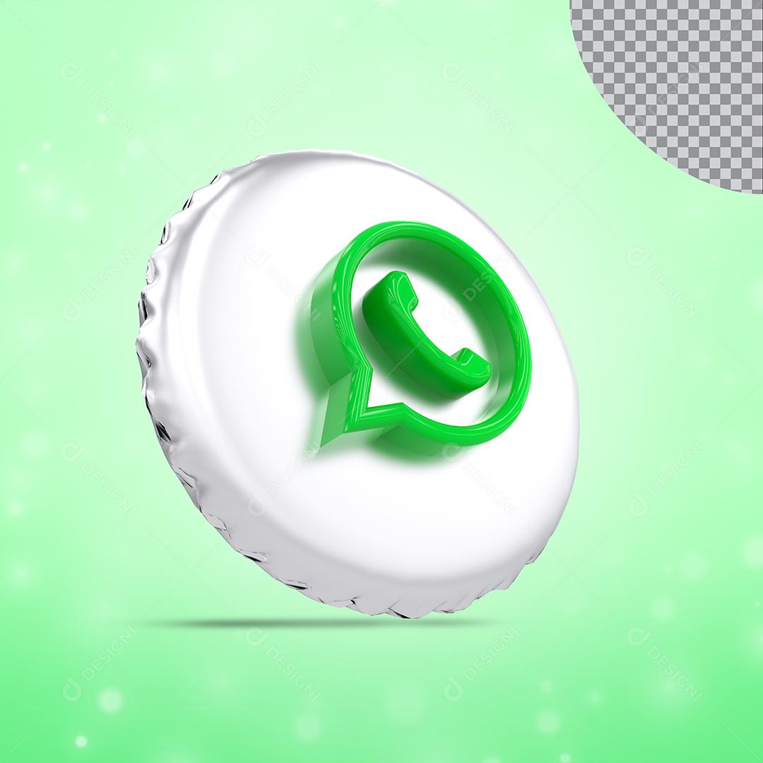 Tampa de garrafa com ícone do Whatsapp Elemento 3D para composição PSD