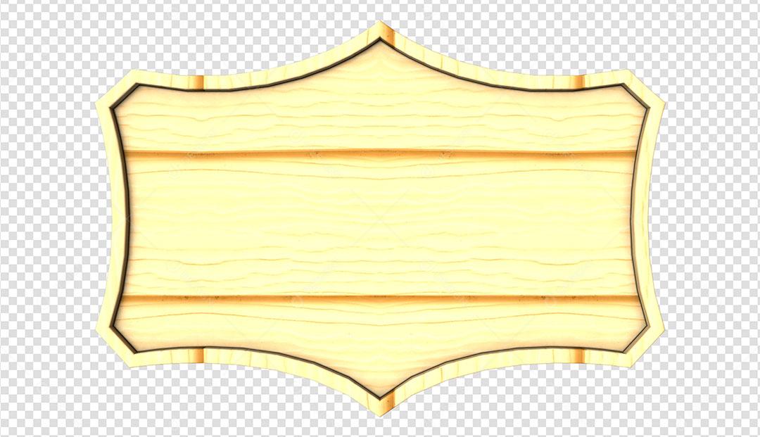 Placa de Madeira 3D amarela Elemento Para Composição PSD
