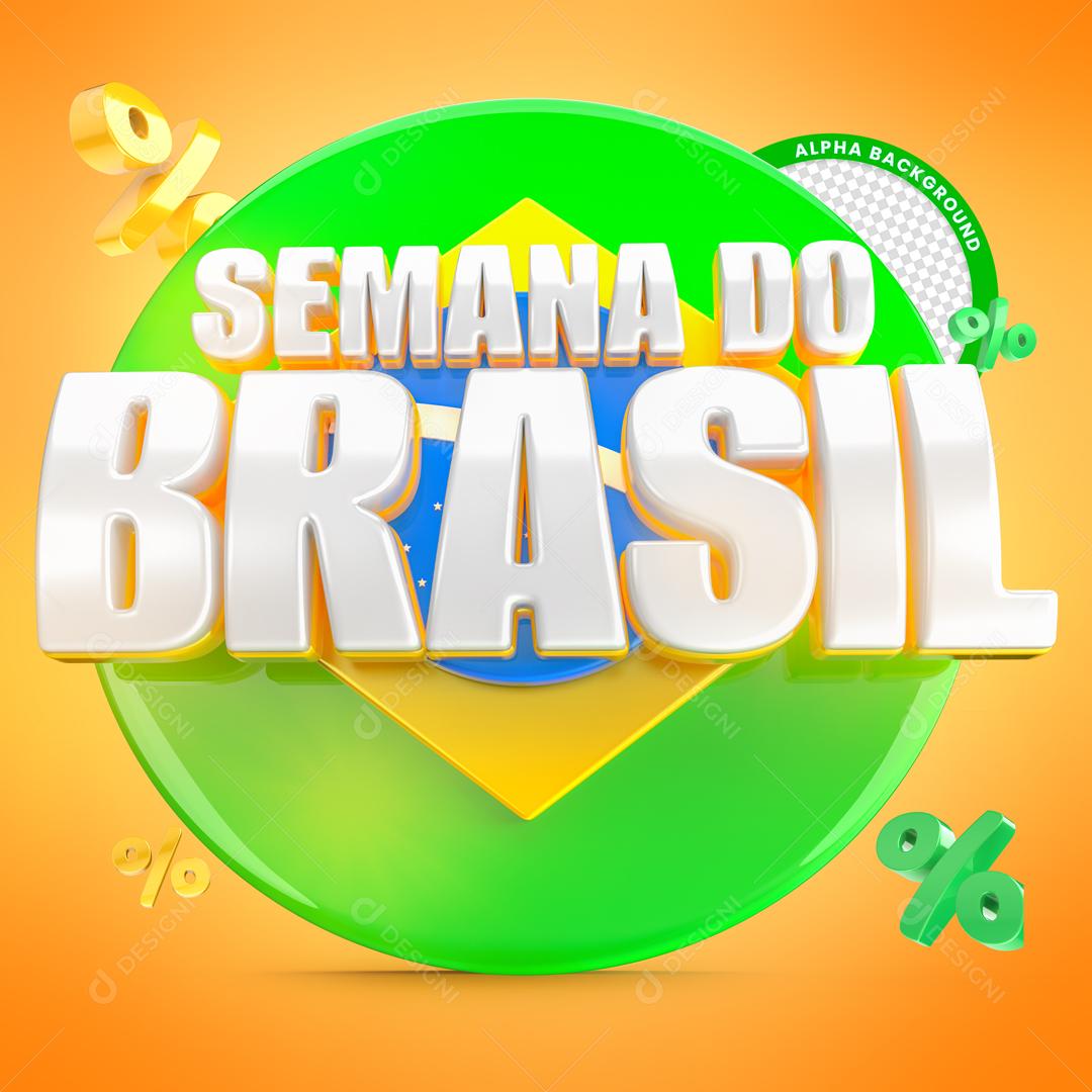 Semana do Brasil Selo 3D para Composição PSD