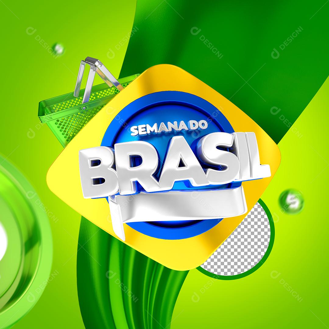 Semana do Brasil Selo 3D para Composição PSD