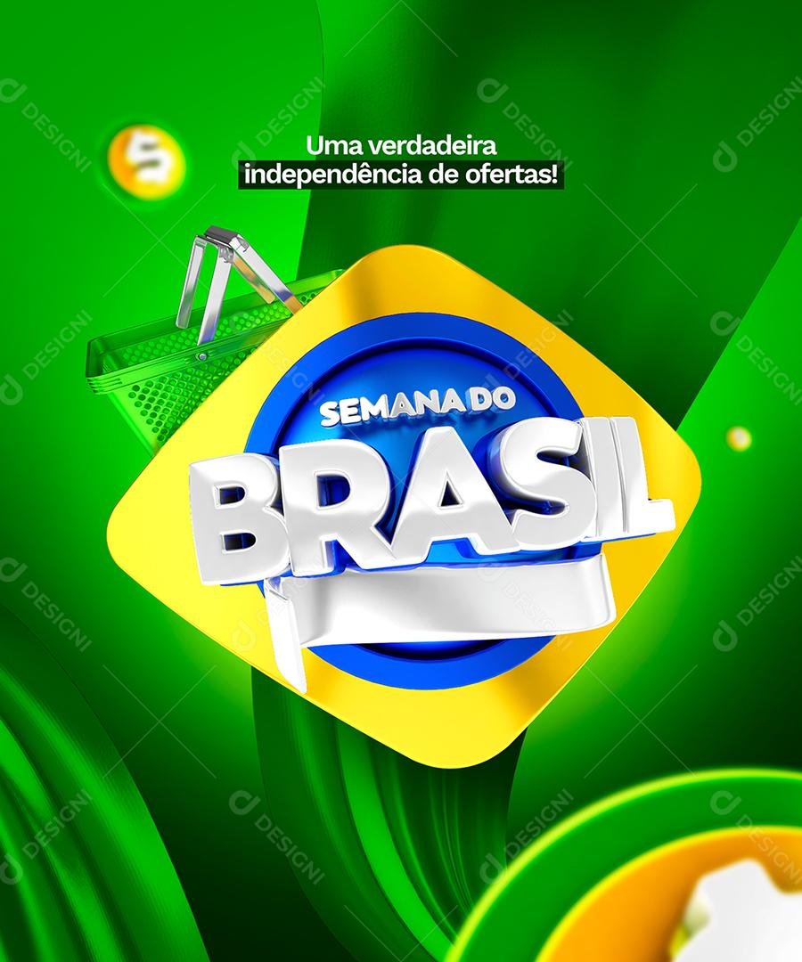 Semana do Brasil Selo 3D para Composição PSD