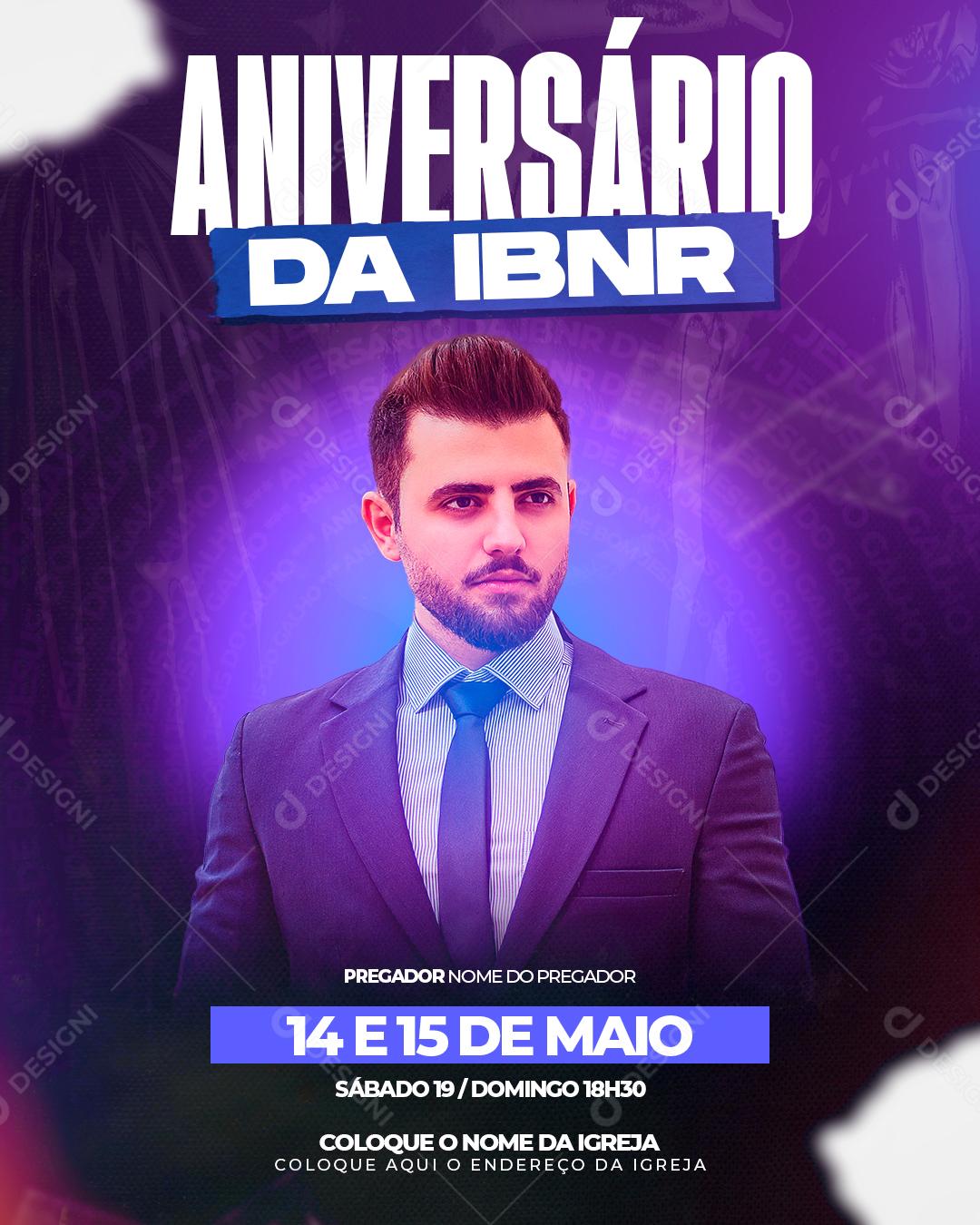 Flyer Aniversário Da IBNR  Venha Comemorar Social Media PSD Editável