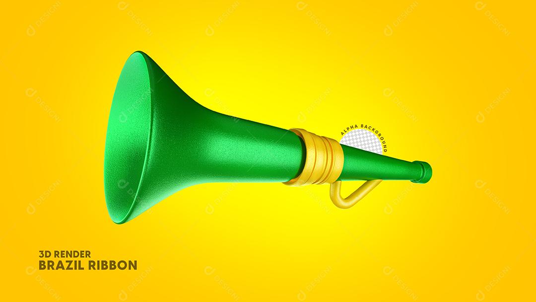 Elemento 3D Para Composição Corneta Verde e Amarelo PSD